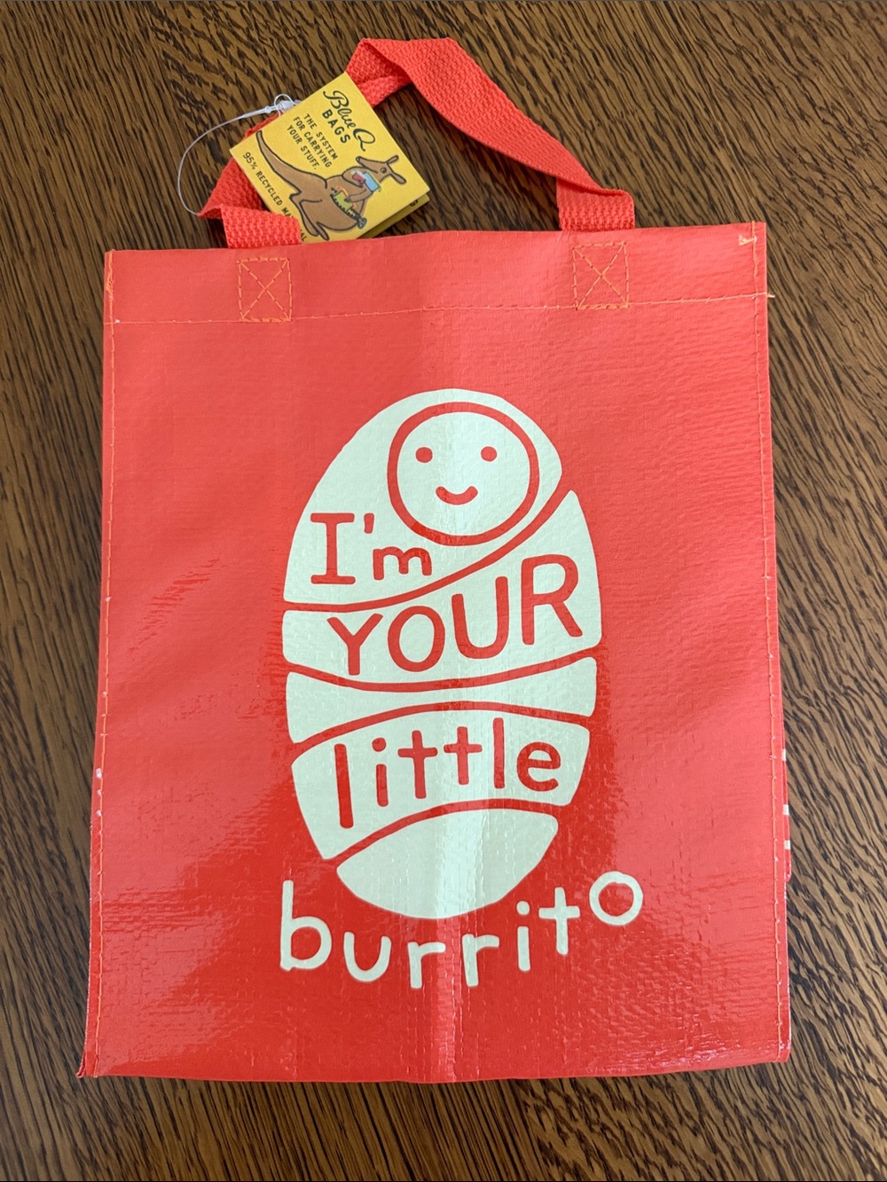 Blue Q I'm Your Little Burrito Orange Reusable Handy Tote